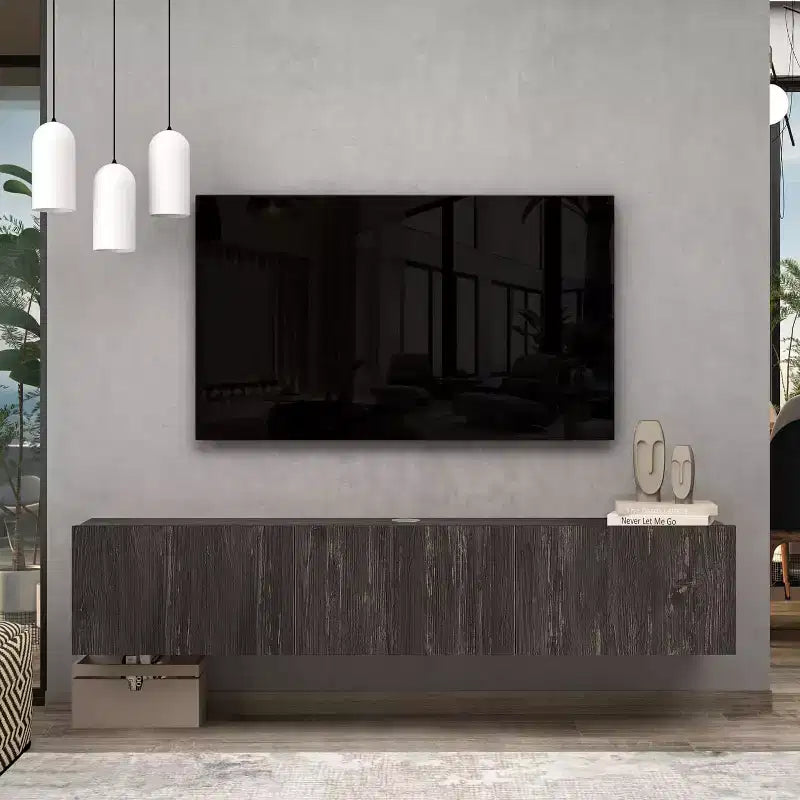 Mobile TV galleggiante a parete nero, per TV fino a 80"