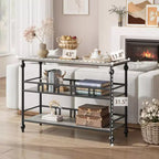 Consolle a 3 ripiani marrone/grigio, tavolino da divano stretto da 43" per 1-2 persone, stile rustico