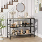 Consolle a 3 ripiani marrone/grigio, tavolino da divano stretto da 43" per 1-2 persone, stile rustico