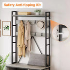 Appendiabiti da ingresso con panca e scarpiera, 8 ganci – Nero/Grigio/Retrò, Organizzatore per ingresso 1