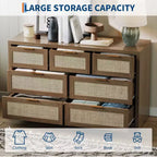 Comò a 7 cassetti in Rattan Legno Scuro / Legno Chiaro, Singolo
