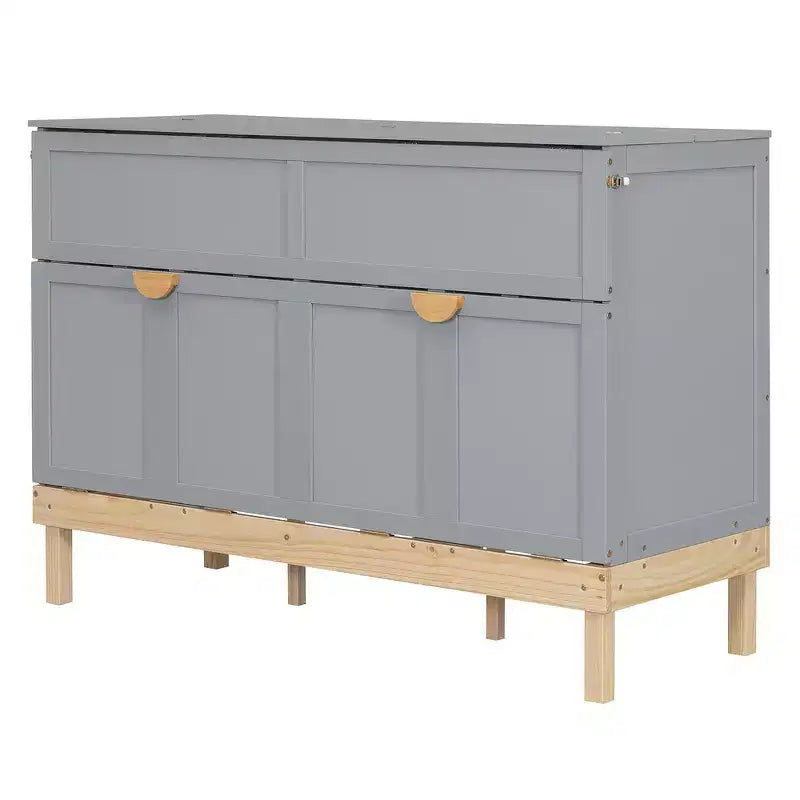 Mobile letto a scomparsa Queen grigio/bianco, pieghevole, 2 in 1, per 1-2 persone