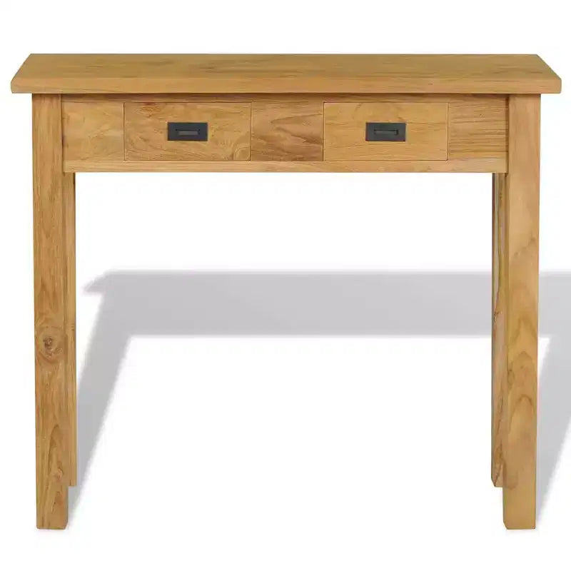 Consolle in legno massello di teak marrone con 2 cassetti, montaggio per 1 persona