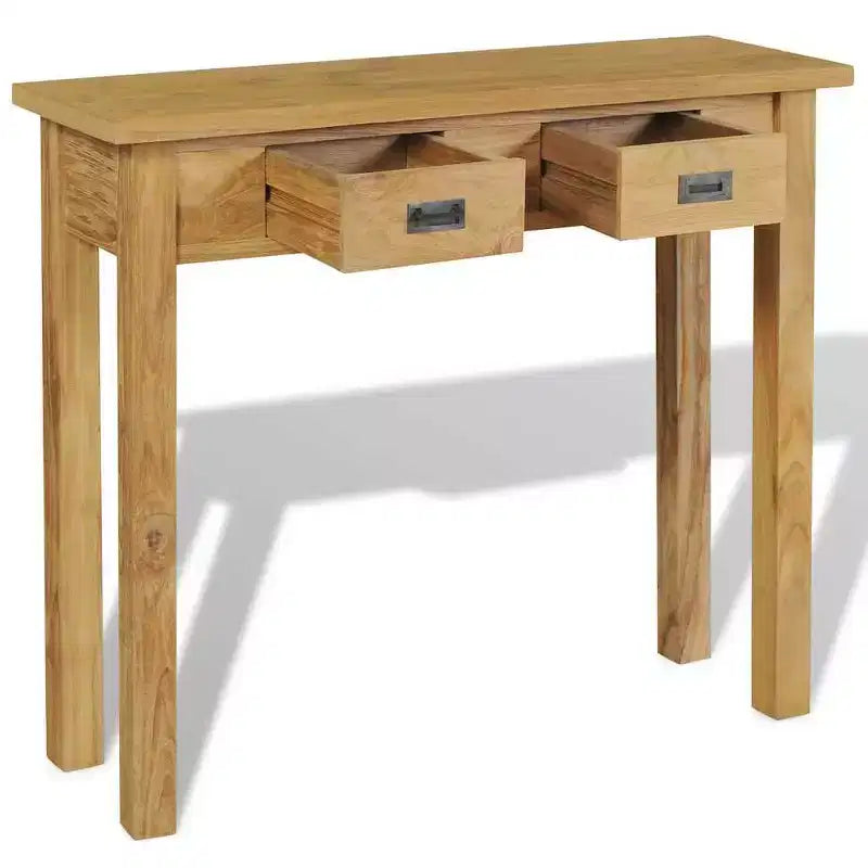 Consolle in legno massello di teak marrone con 2 cassetti, montaggio per 1 persona