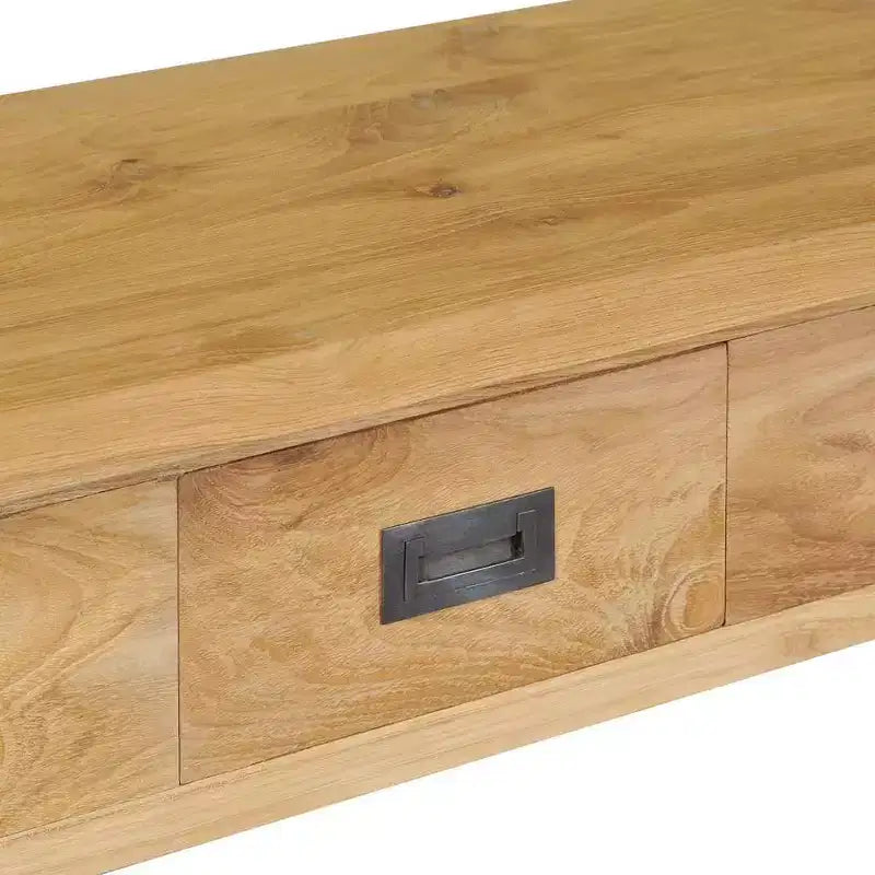 Consolle in legno massello di teak marrone con 2 cassetti, montaggio per 1 persona