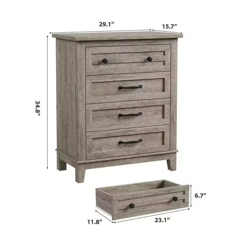 Cassettiera Indipendente a 4 Cassetti Nera / Grigia / Rovere Naturale / Noce – Per Uso Singolo