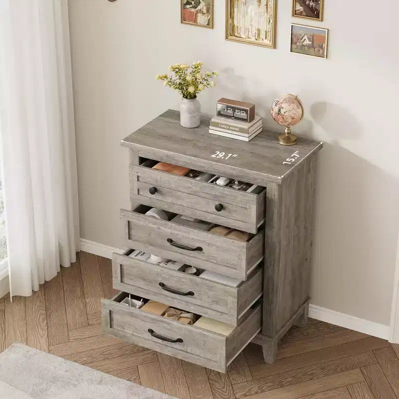 Cassettiera Indipendente a 4 Cassetti Nera / Grigia / Rovere Naturale / Noce – Per Uso Singolo