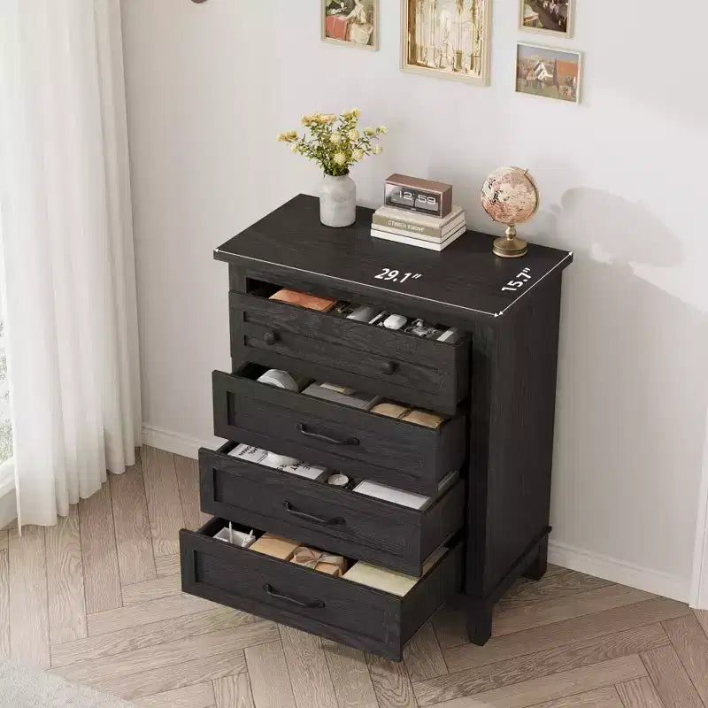 Cassettiera Indipendente a 4 Cassetti Nera / Grigia / Rovere Naturale / Noce – Per Uso Singolo