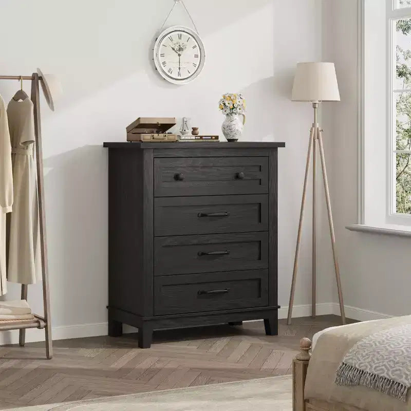 Cassettiera Indipendente a 4 Cassetti Nera / Grigia / Rovere Naturale / Noce – Per Uso Singolo