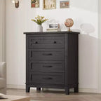 Garvee 4 Dresser for Bedroom, 34.8 Tall Drawer Dresser with Storage Freestanding, Wooden Closet Storage Chest for Living Room, Bedroom