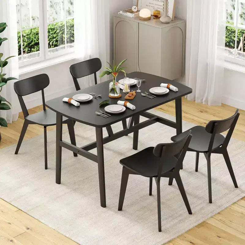 PexFix 47 Dining Table for 4-6 Person Wood Kitchen Table Modern Dinner Table with Sturdy Metal Frame for Dining Room Kitchen Black