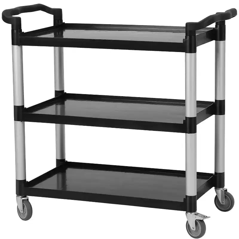 Carrello di servizio a 3 ripiani nero/grigio con ruote, multiuso