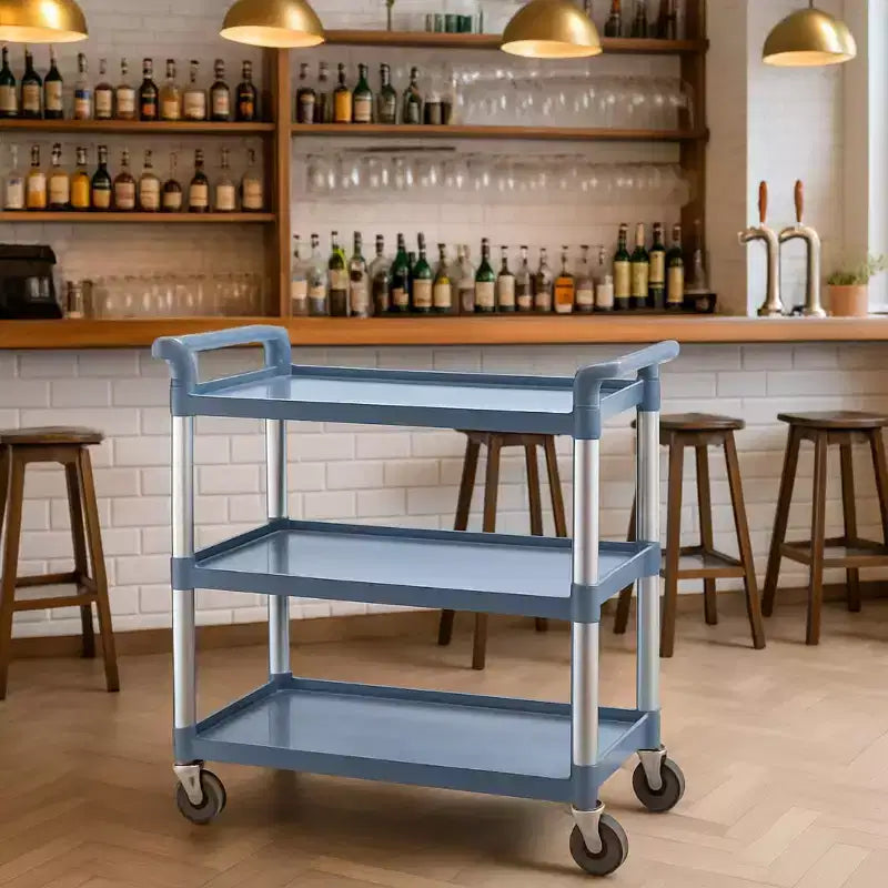 Carrello di servizio a 3 ripiani nero/grigio con ruote, multiuso