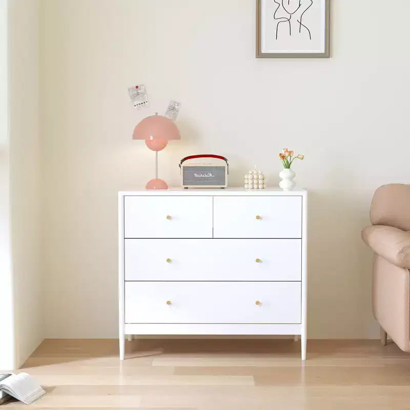 Comò a 4 cassetti bianco per bambini, mobile contenitore in legno per 1 bambino