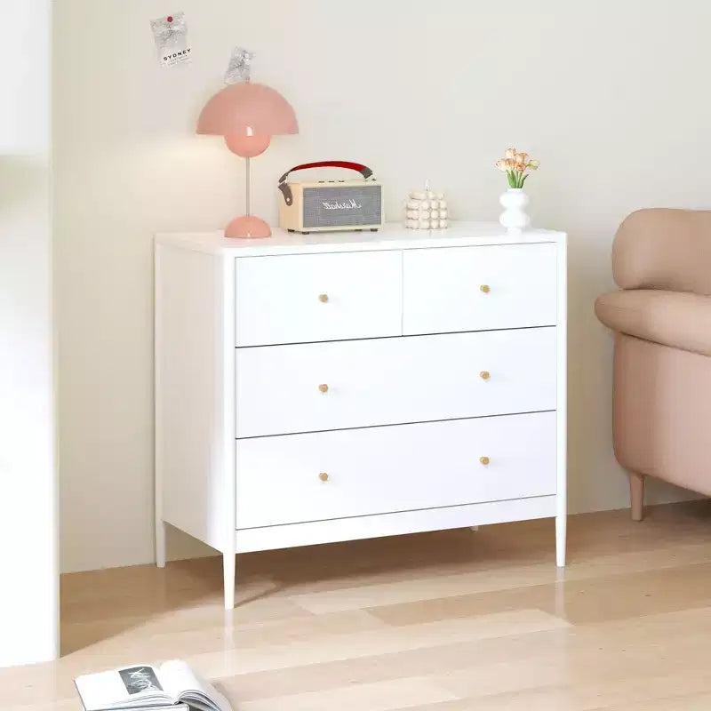 Comò a 4 cassetti bianco per bambini, mobile contenitore in legno per 1 bambino