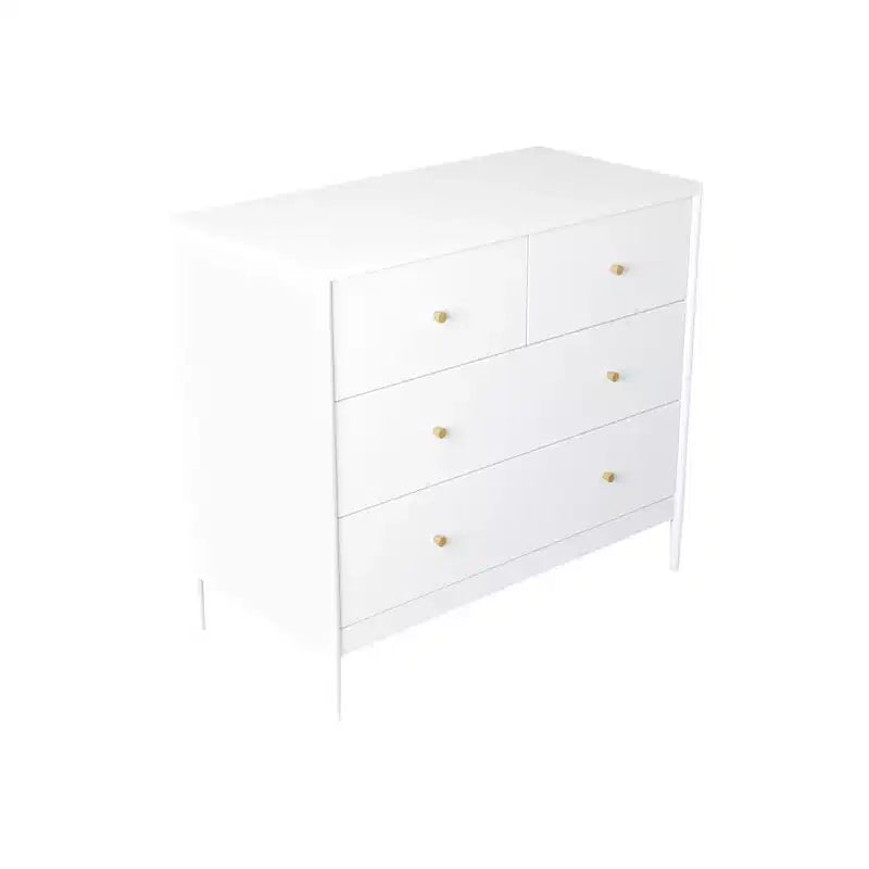 Comò a 4 cassetti bianco per bambini, mobile contenitore in legno per 1 bambino