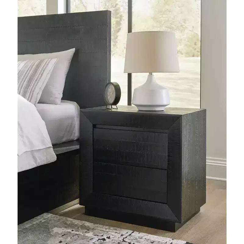 Comodino nero a 2 cassetti con ricarica USB – 1 persona
