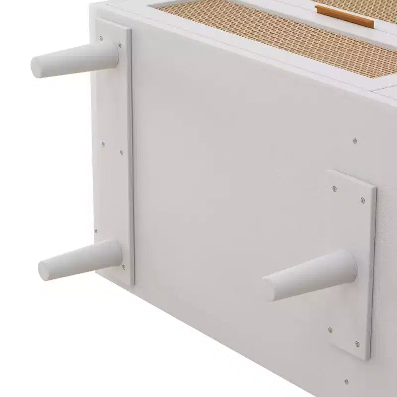 Comò a 6 cassetti con frontale in rattan, nero / naturale / bianco
