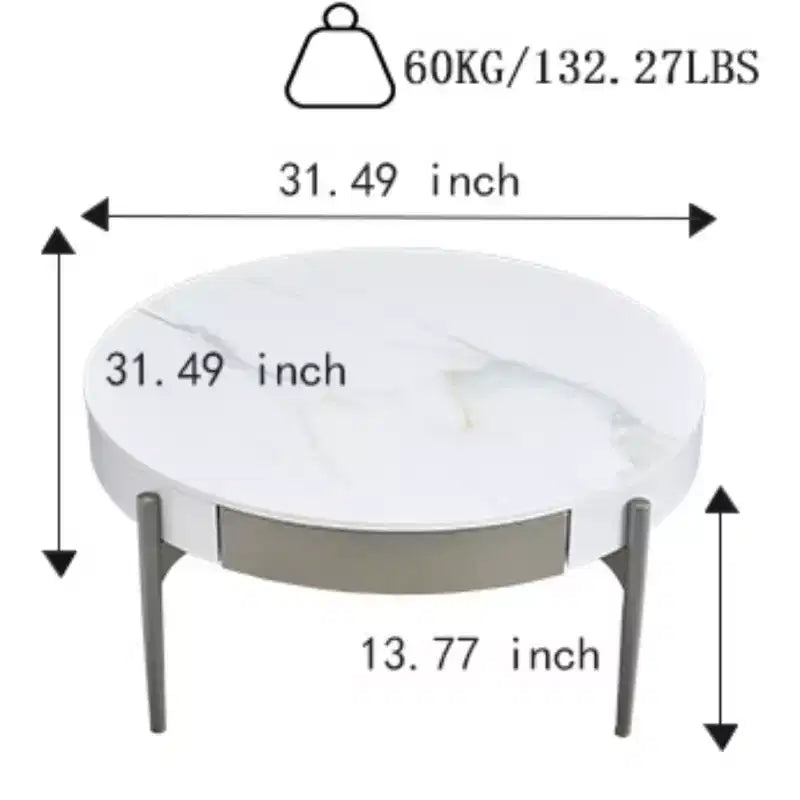 Tavolino da Caffè Rotondo in Ceramica Grigio e Bianco, 1 Pezzo