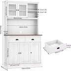 Dispensa da cucina indipendente grigio pastorale/bianco slavato con supporto per microonde, 5 ante, montaggio da 1 persona