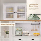 Dispensa da cucina indipendente grigio pastorale/bianco slavato con supporto per microonde, 5 ante, montaggio da 1 persona