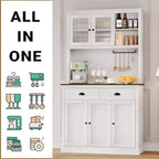 Dispensa da cucina indipendente grigio pastorale/bianco slavato con supporto per microonde, 5 ante, montaggio da 1 persona
