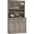 Pantry with Drawers and Adjustable Shelves, 71Tall Freestanding Kitchen Pantry Cabinet with Microwave Stand, Hutch Cabinet
