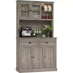 Pantry with Drawers and Adjustable Shelves, 71Tall Freestanding Kitchen Pantry Cabinet with Microwave Stand, Hutch Cabinet
