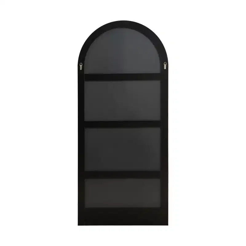 PexFix Specchio da parete a figura intera da 31 pollici L x 71 pollici A con cornice in legno ad arco e base in legno a righe, colore nero