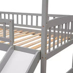Letto a soppalco singolo Gray House con scivolo e scaletta, 1 bambino