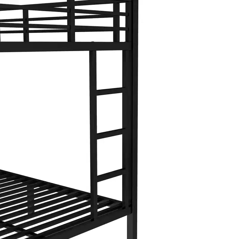 Letto a castello in metallo nero a una piazza e mezza con letto estraibile, 3 posti letto