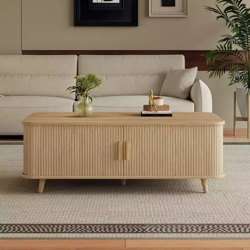 Christopher Knight Home Nova Sliding Door Storage Coffee Table with Adjustable Shelves