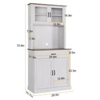 Dispensa da cucina autoportante color grigio pastello/bianco slavato con supporto per microonde, 4 ante, altezza 180 cm – Per 1