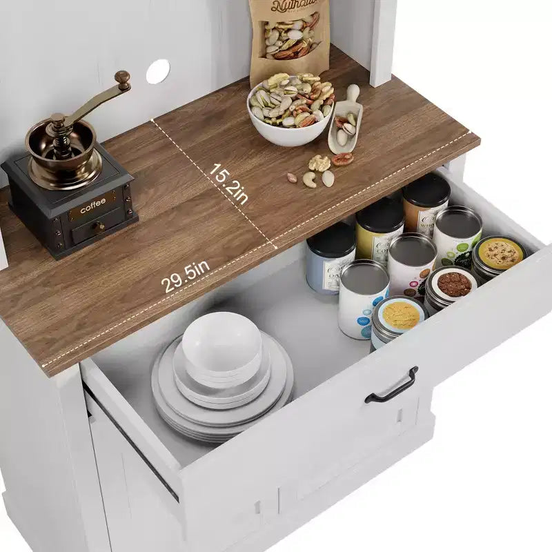Dispensa da cucina autoportante color grigio pastello/bianco slavato con supporto per microonde, 4 ante, altezza 180 cm – Per 1
