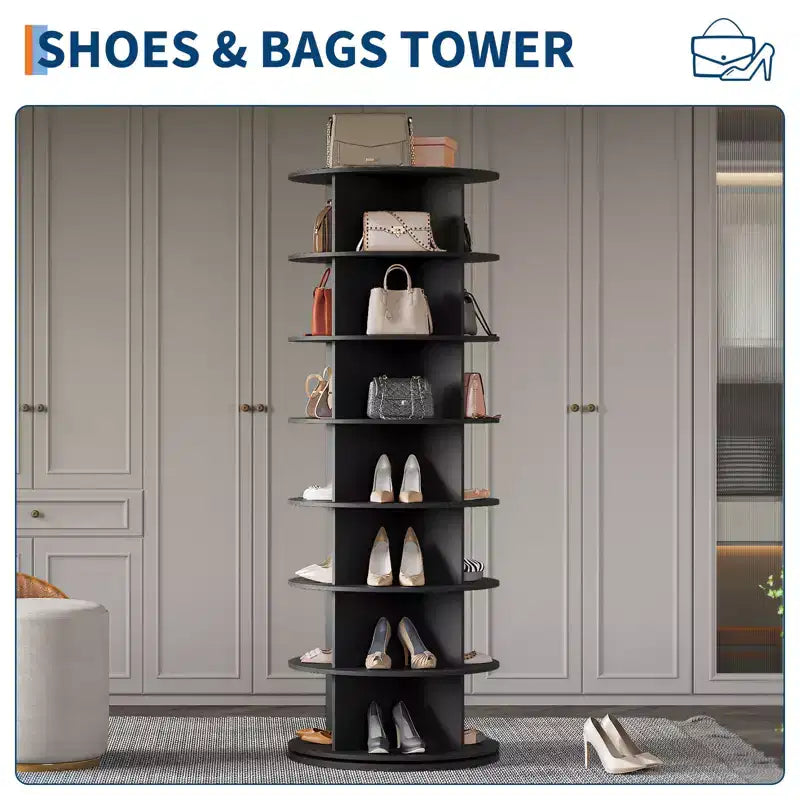 Scarpiera a Torre Rotante a 360° a 7 Ripiani Bianca, Contiene 30 Paia di Scarpe