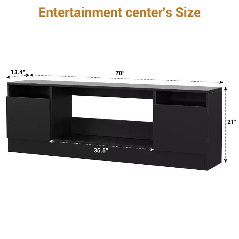 Mobile TV da 70'' nero/grigio/bianco per montaggio a 2 persone, adatto a TV fino a 75'', con spazio contenitore e apertura per inserto caminetto