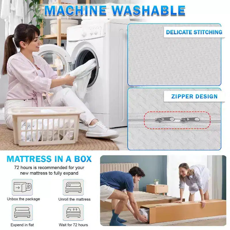 Materasso in memory foam con gel e carbone di bambù bianco da 15 cm, rigidità media, singolo/una piazza e mezza/matrimoniale/king size