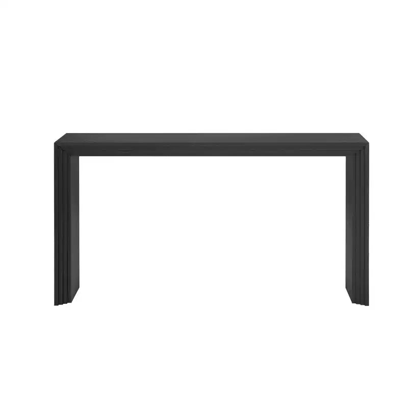Consolle nera/legno naturale, tavolo moderno per ingresso per 1, MDF