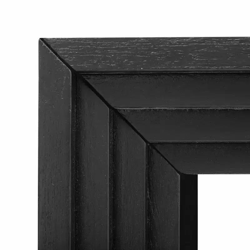 Consolle nera/legno naturale, tavolo moderno per ingresso per 1, MDF