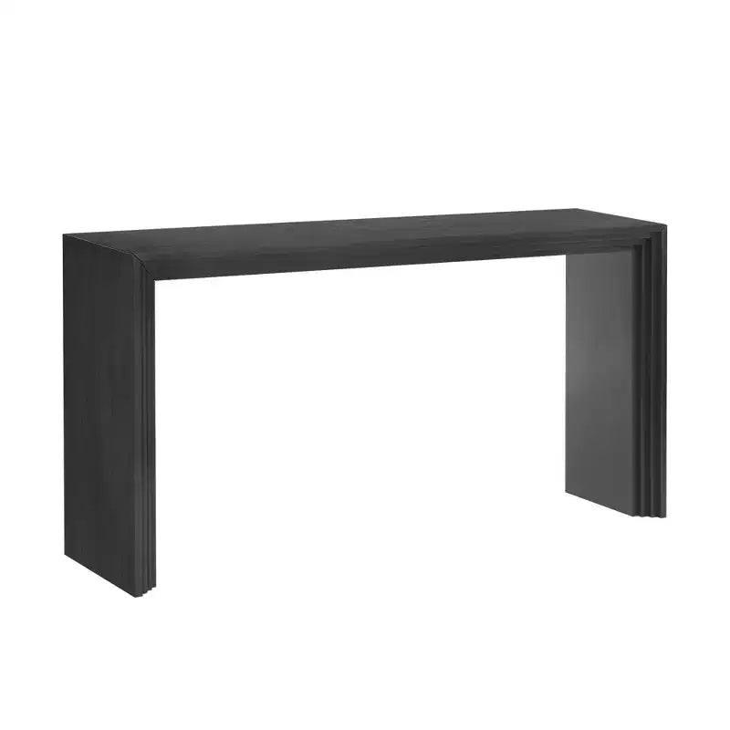 Consolle nera/legno naturale, tavolo moderno per ingresso per 1, MDF