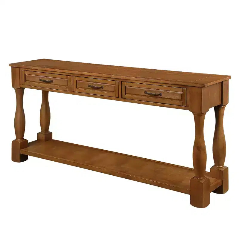 Tavolo Consolle Vintage Marrone/Espresso/Blu Marino/Blu Retrò/Bianco con 3 Cassetti e Ripiano Inferiore