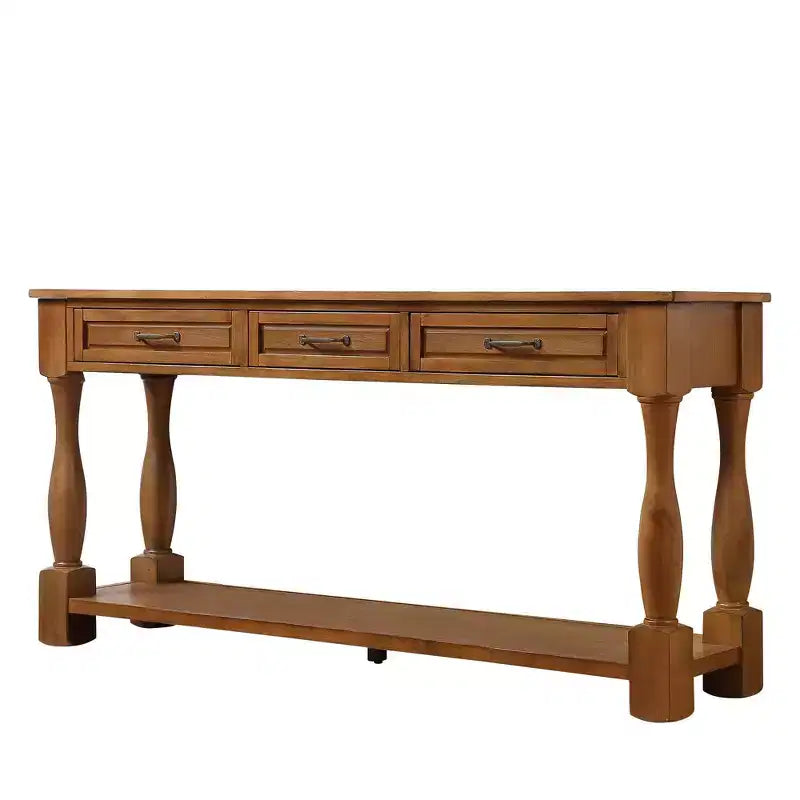 Tavolo Consolle Vintage Marrone/Espresso/Blu Marino/Blu Retrò/Bianco con 3 Cassetti e Ripiano Inferiore