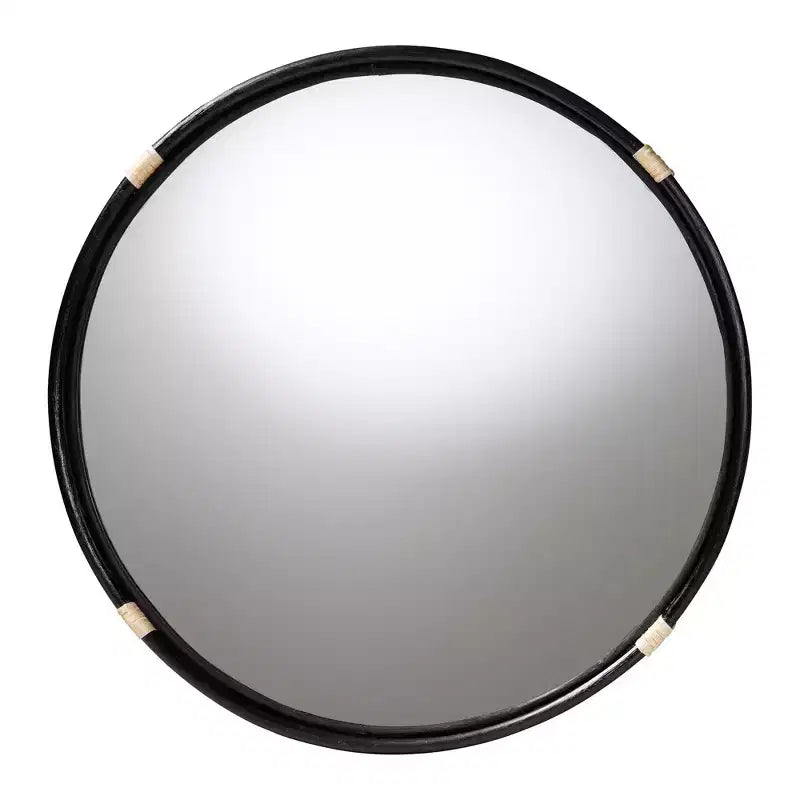 Specchio da parete rotondo in rattan naturale, singolo, 29,7"