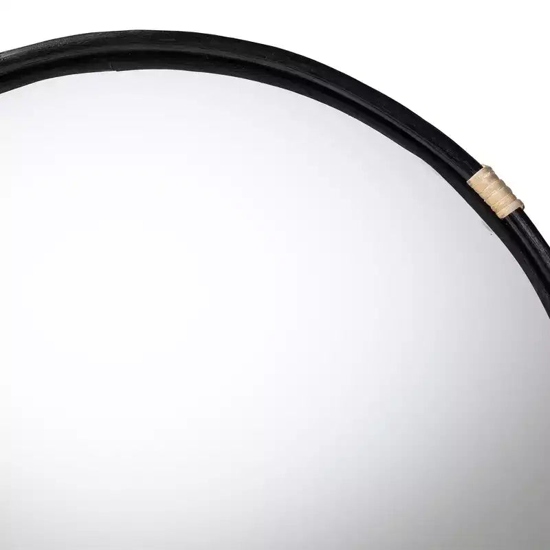 Specchio da parete rotondo in rattan naturale, singolo, 29,7"