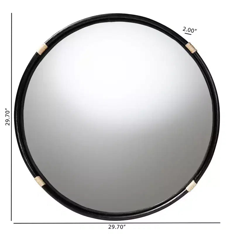 Specchio da parete rotondo in rattan naturale, singolo, 29,7"