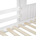 Letto a castello a casetta Twin su Full grigio antico/bianco, struttura letto per bambini per 2
