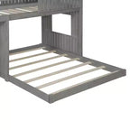 Letto a castello a casetta Twin su Full grigio antico/bianco, struttura letto per bambini per 2