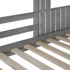 Letto a castello a casetta Twin su Full grigio antico/bianco, struttura letto per bambini per 2